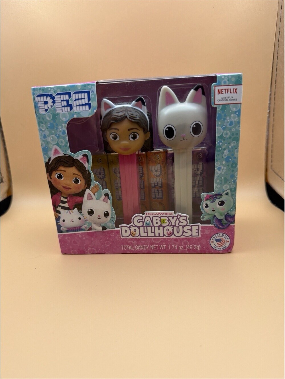 NEW ~ GABBY'S DOLLHOUSE ~ Pez Gift Set  ~ PANDY PAWS & GABBY  ~ 2 in 1 PEZ Set